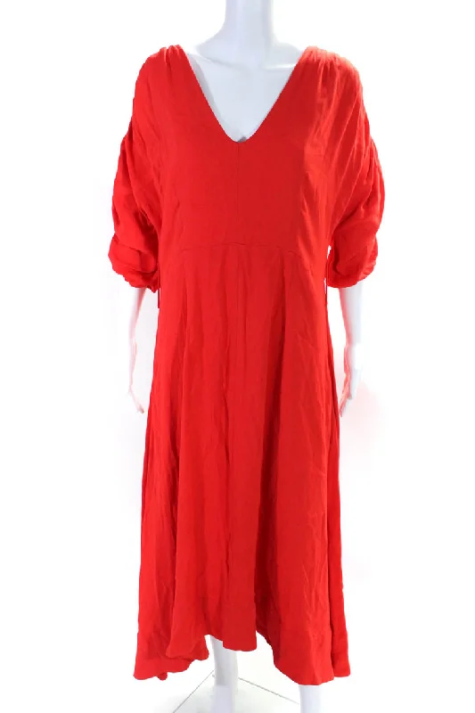 Nicholas Womens Gathered Sleeve Dress Red