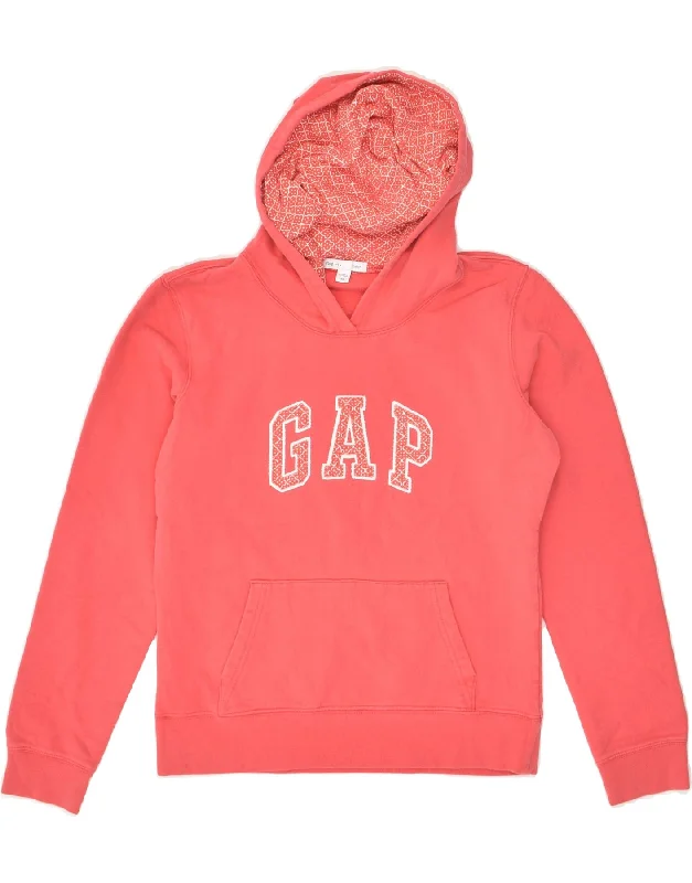 GAP Womens Graphic Hoodie Jumper UK 6 XS Pink Cotton