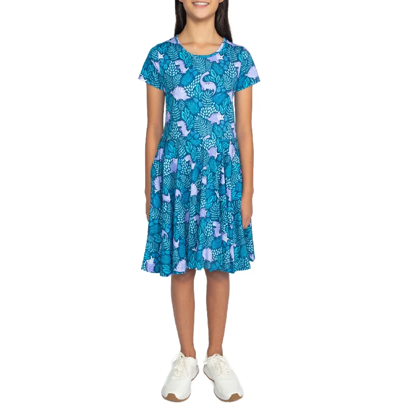 Tropical Dinosaur Kids Twirl Dress