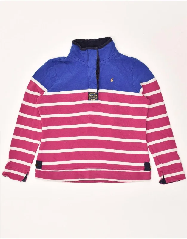 JOULES Womens Button Neck Sweatshirt Jumper UK 12 Medium Pink Striped