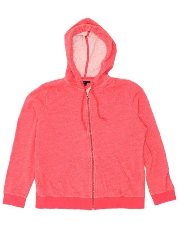 TOMMY HILFIGER Womens Zip Hoodie Sweater UK 16 Large Pink Cotton