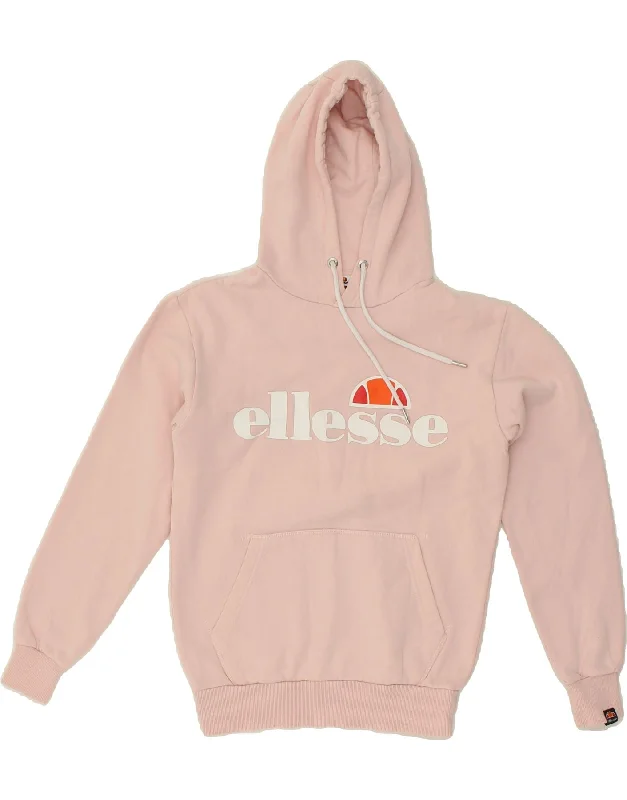 ELLESSE Womens Graphic Hoodie Jumper UK 8 Small  Pink Cotton