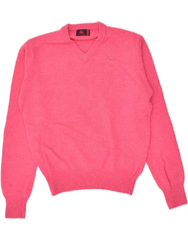 KAPPA Womens V-Neck Jumper Sweater UK 6 XS Pink Wool