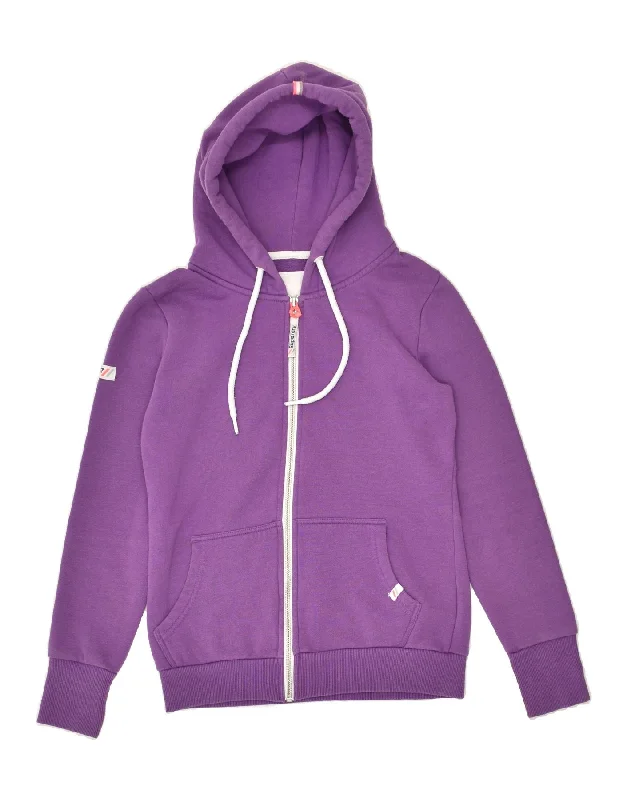 SUPERDRY Womens Zip Hoodie Sweater UK 10 Small  Purple Cotton