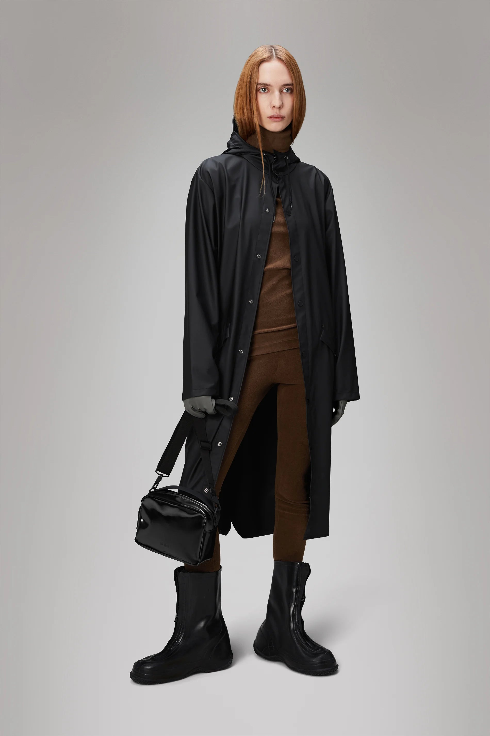 Black Longer Raincoat