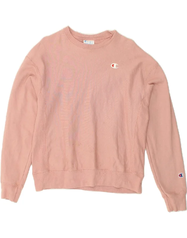 CHAMPION Womens Sweatshirt Jumper UK 14 Medium Pink Cotton