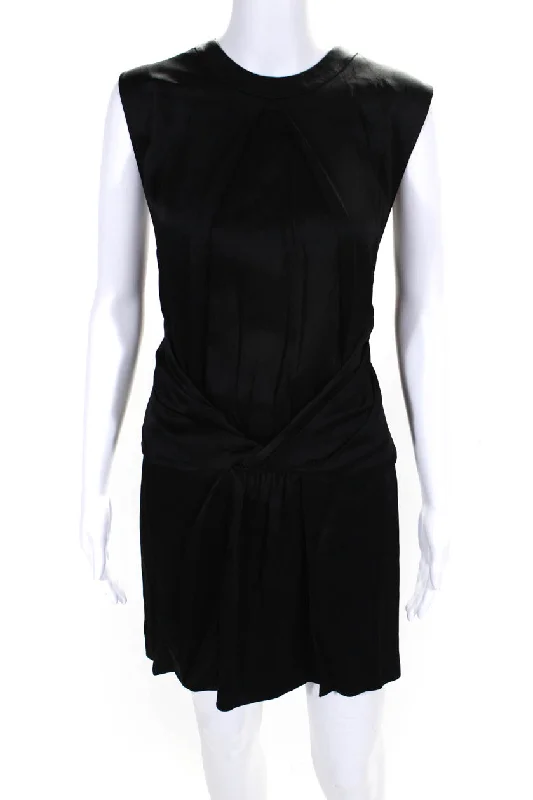 Alexander Wang Womens Twisted Front Drop Waist Muscle Tee Dress Black