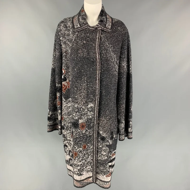 M MISSONI Size M Dark Gray & Black Metallic Long Coat