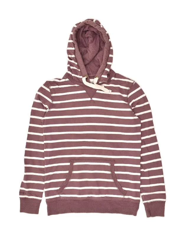 FAT FACE Womens Hoodie Jumper UK 10 Small Maroon Striped Cotton