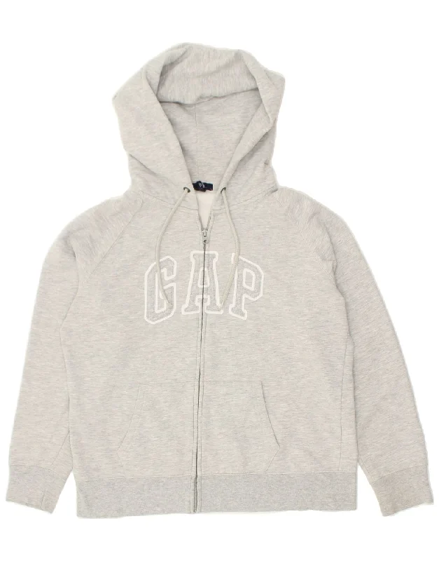 GAP Womens Graphic Zip Hoodie Sweater UK 18 XL Grey Cotton