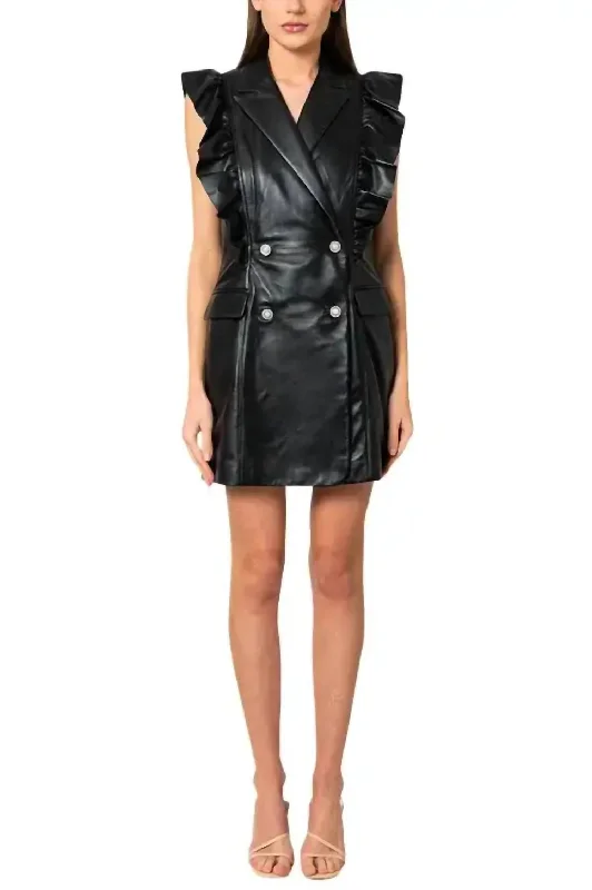 Kobane Leather Dress In Black