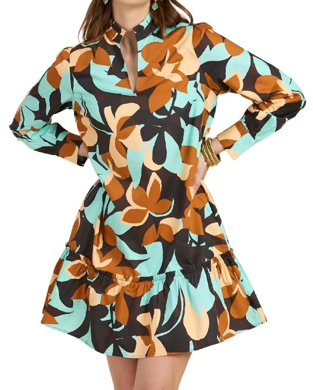 Lelah Cotton Dress In Butterscotch Floral