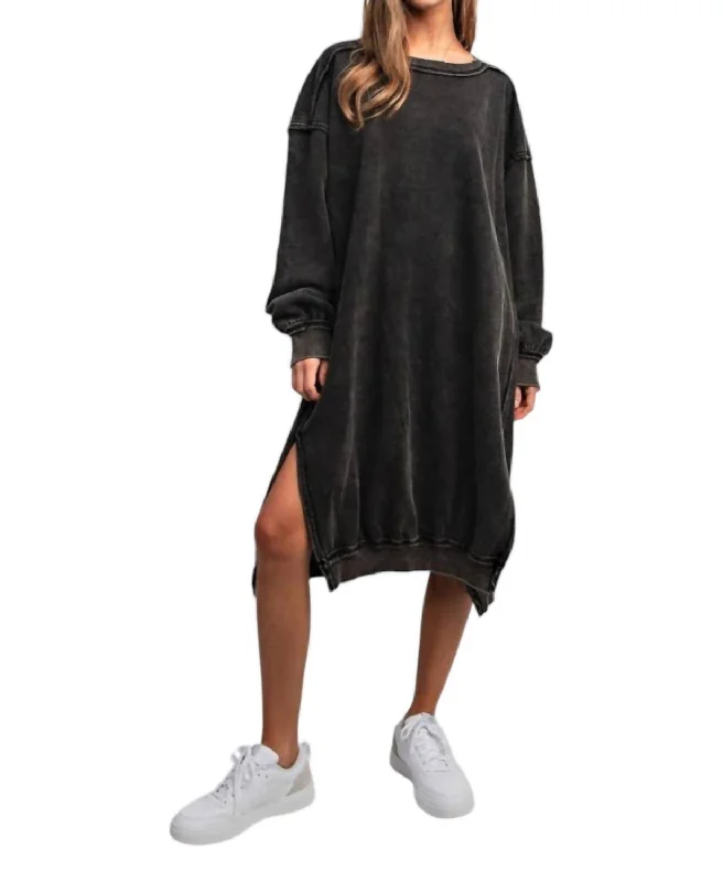 Bohemian Style Sweatshirt Dress In Black