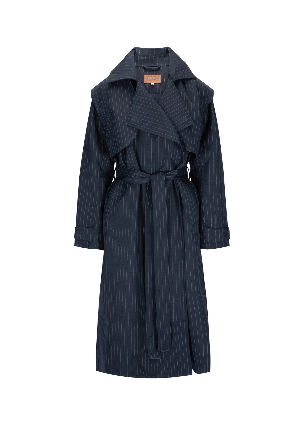 Regndrape Dark Navy Pinstripe Waterproof Trench Coat