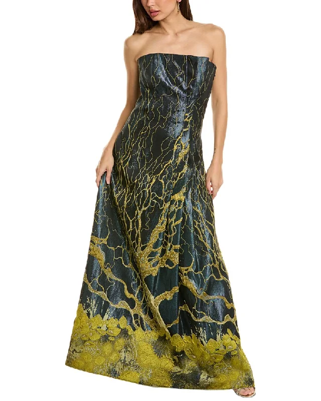 Alberta Ferretti Embroidered Silk-Blend Gown