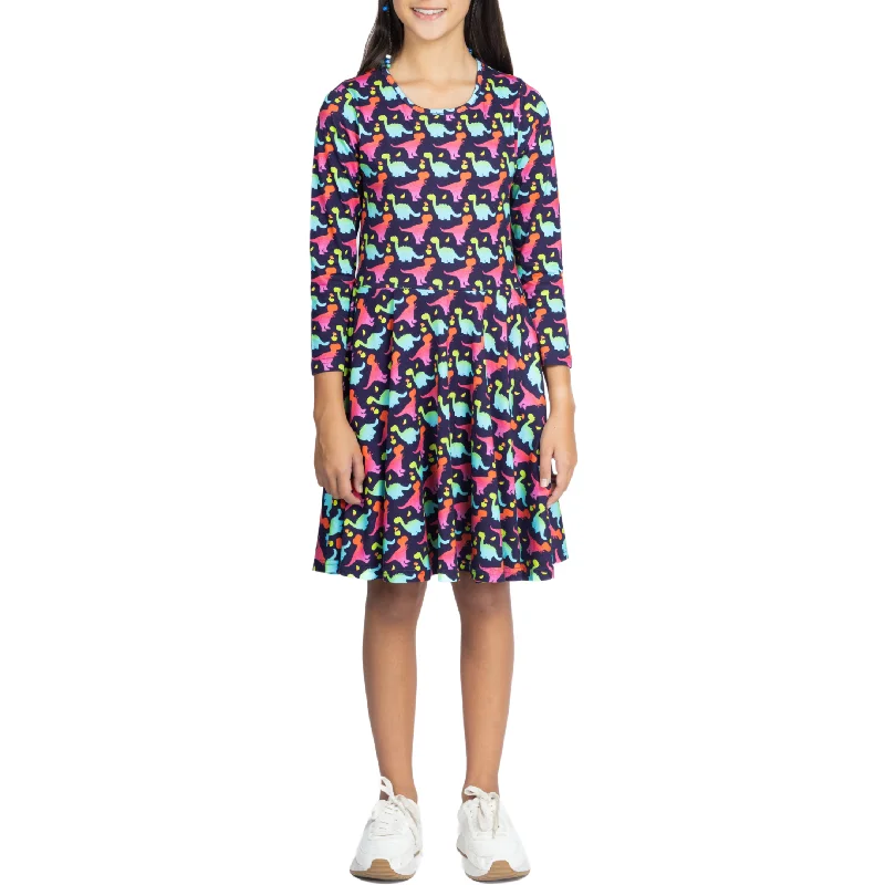 Colorful Dinosaurs Kids Twirl Dress