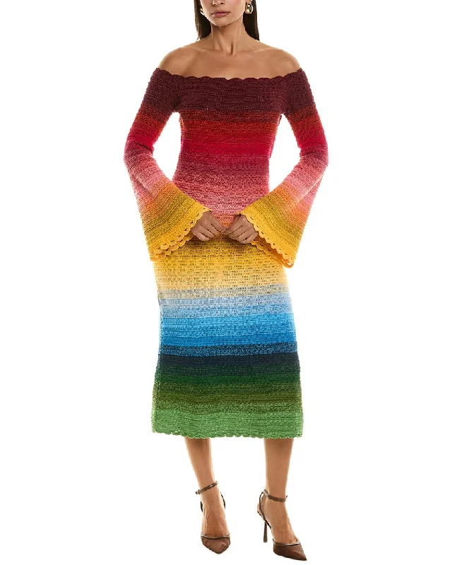 Oscar de la Renta Rainbow Ombre Sweaterdress