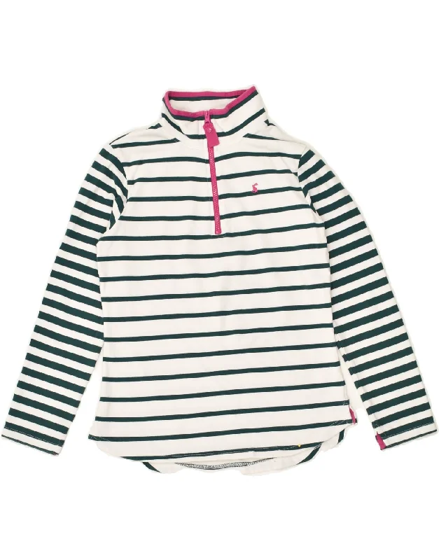 JOULES Womens Zip Neck Sweatshirt Jumper UK 10 Small  Green Striped Cotton