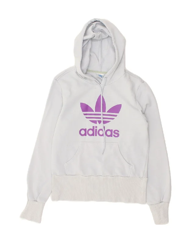 ADIDAS Womens Graphic Hoodie Jumper EU 38 Medium Grey