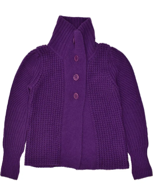 CALVIN KLEIN Womens Cardigan Sweater UK 12 Medium Purple Wool