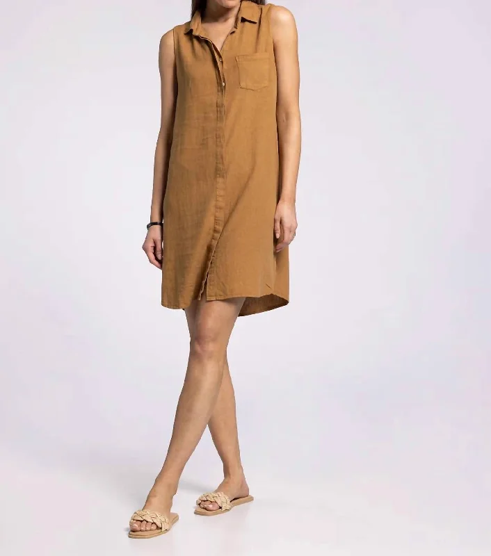 Reef Point Dress In Golden Brown