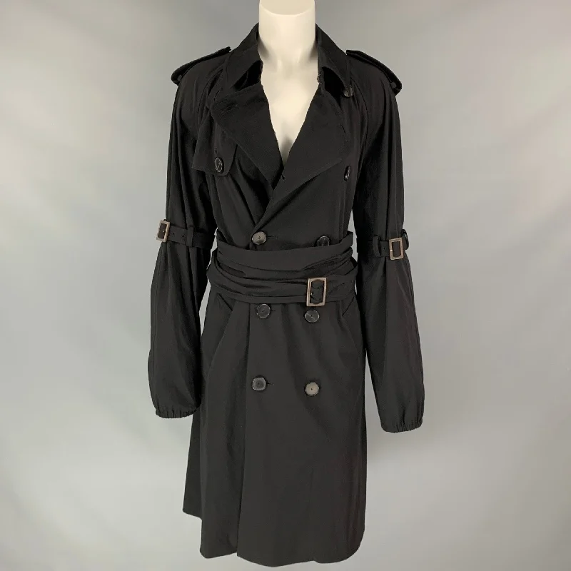 Vintage JEAN PAUL GAULTIER Size 10 Black Wool / Polyamide Double Breasted Trench Coat