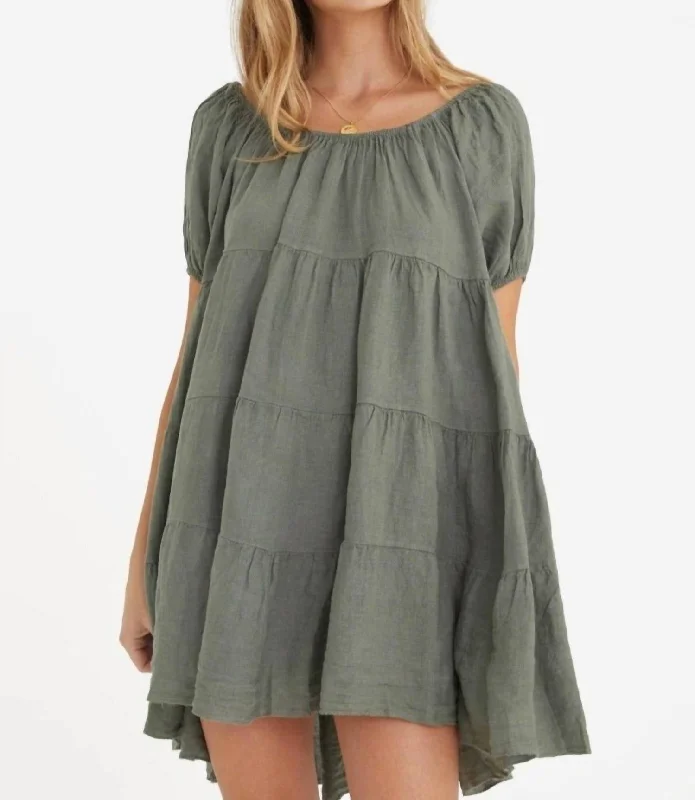 Sabrina Linen Dress In Olive