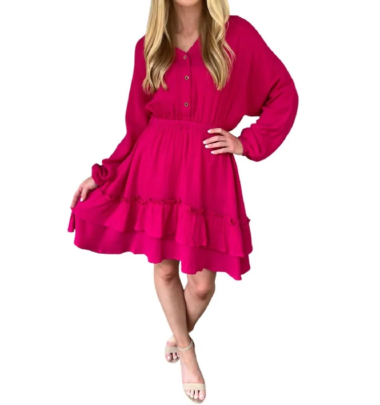 Trendy Gauze Dress In Hot Pink